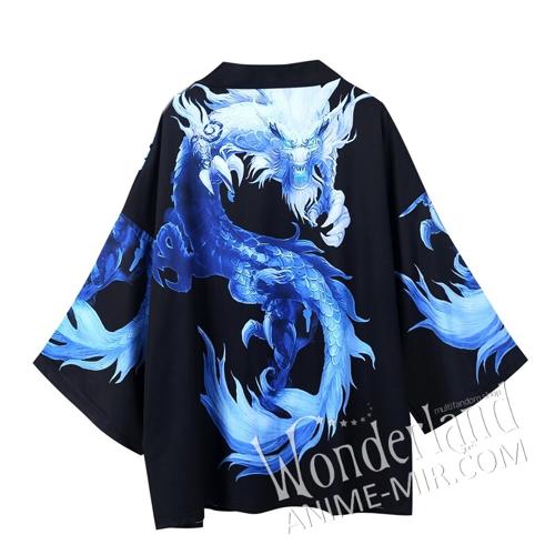 Японское кимоно (черное с синим драконом)